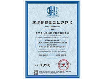 環(huán)境管理體系認(rèn)證證書(shū)